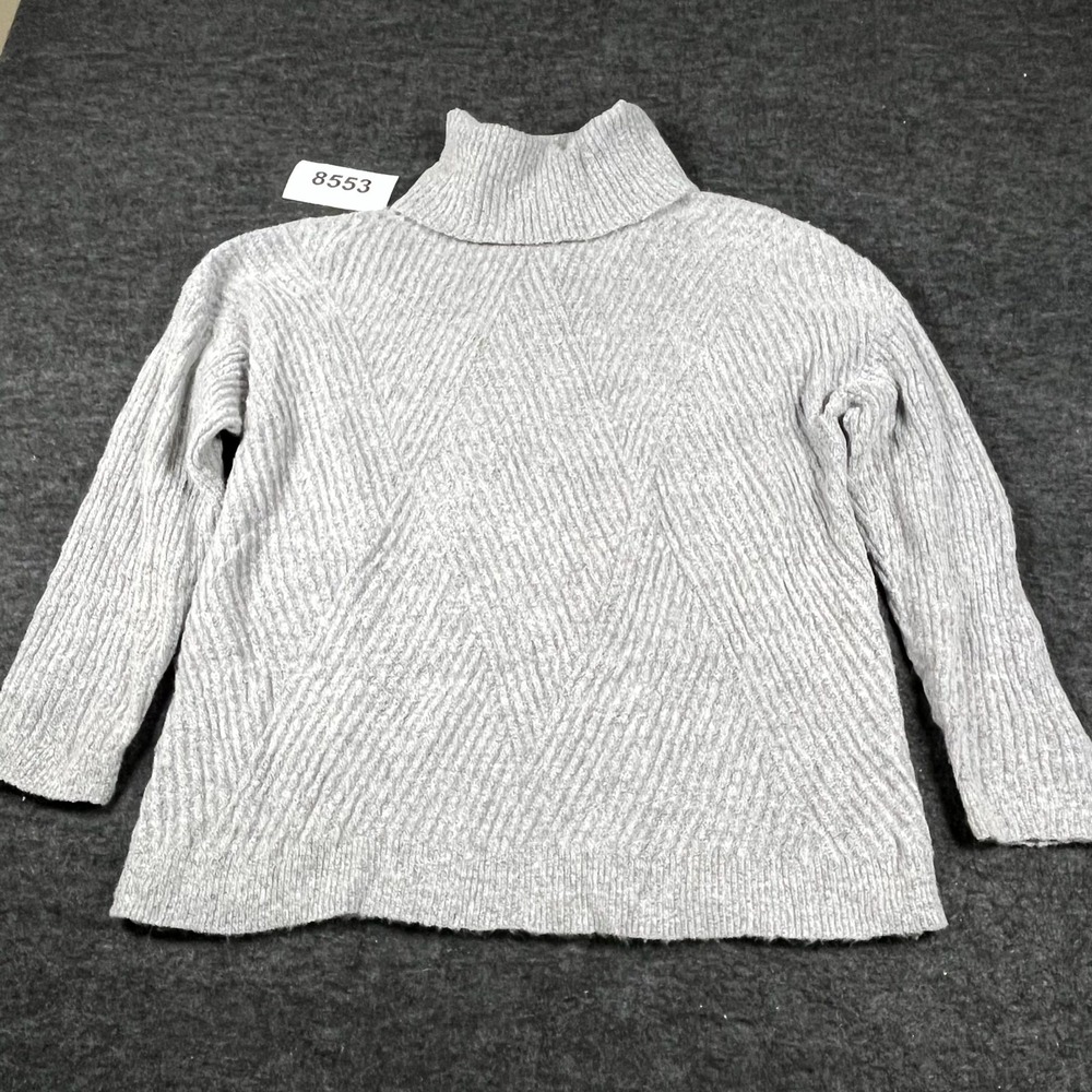 It's Our Time Sweater Womens Large Gray Acrylic Tight Knit Turtleneck Winter